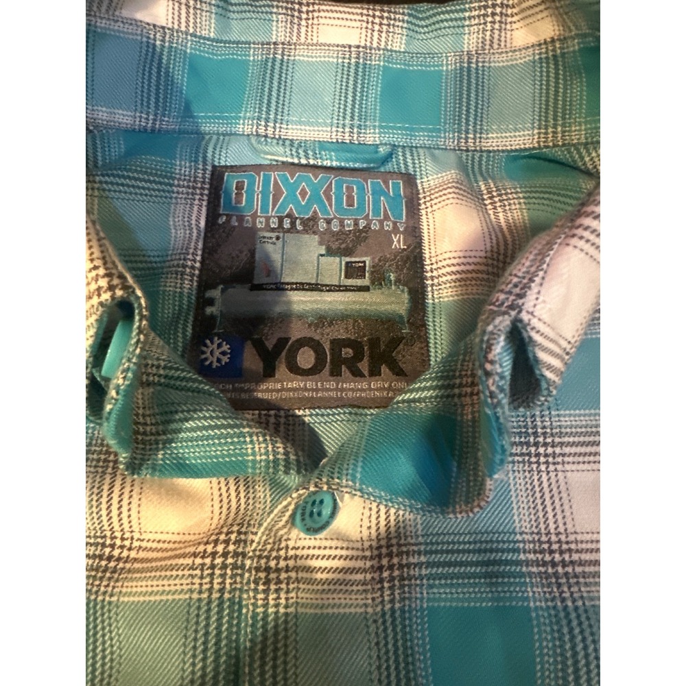 Dixxon Flannel Company York Teal Plaid D-Tech Button Up Shirt Mens XL